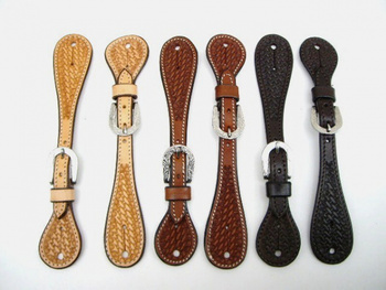 Sporenriemen - US Leder - Basket Tooling - gravierte Stainless Steel Buckle