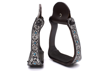 třmeny hliníkové lptrick grawerowane / z turkusowymi detalami