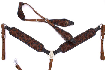 zestaw lptrick uzda na jedno ucho + napierśnik w ciemnym brązie