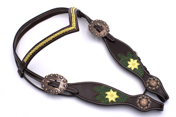 uzda lptrick z naczółkiem w kształcie litery v / ciemnobrązowe