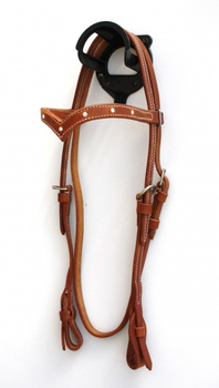 EE Tack Kopfstück - V Stirnband - Harness Leder - Clear Stones