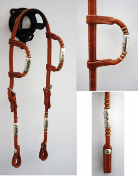 EE Tack - Kopfstück - Harness - Round End's - Silver Pipe's / Rawhide - Doppeleinohr