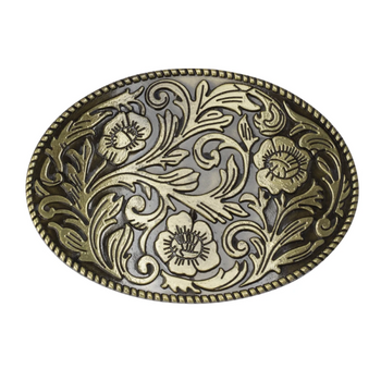 AE Belt Buckle - Oval - Flower / Gold