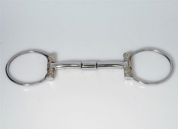 B. Allen D-Ring Snaffle Bit - St. Steel mit Silber - Show - 5 '' oder 5,5 '' Breite