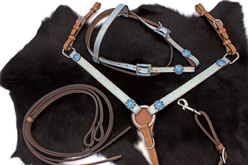 brokatowy zestaw lptrick bridle + napierśnik w rozmiarze pony