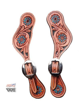 women's spur straps wi turquois flower