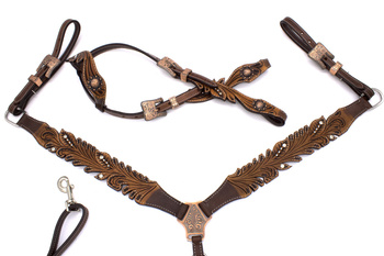 zestaw lptrick bridle + napierśnik / ciemnobrown, z kryształkami