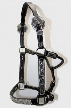 EE Tack Premium Show Halfter - SILBER - mit Führleine - DUNKELBRAUN - COB Size