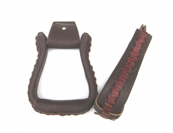 EE Tack Ledersteigbügel - gepolsterte Trittfläche - Glatt / Laced - DUNKEL