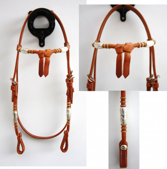 EE Tack - Kopfstück - Harness - Round End's - Silver Pipe's / Rawhide - Fut. Stirnband