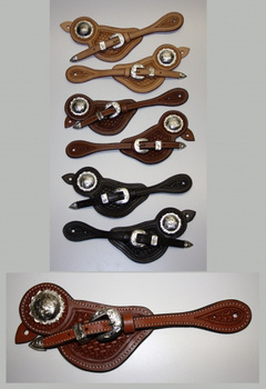 Sporenriemen - Silver Buckle Set - Großer Silver Concho - US Leder