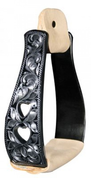 HYX Alu Steigbügel - Show - BLACK - Herzen - 221361KL