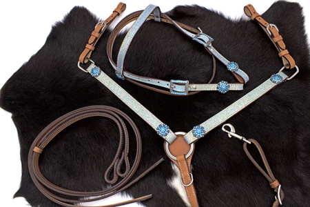 Brokatowy zestaw LpTrick ogłowie + napierśnik w rozmiarze pony