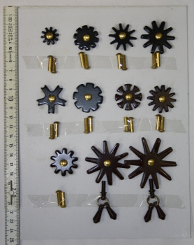 Black and Brown Steel Sporenräder Set - 11 Stück - mit Achsen & Jingle Bobs