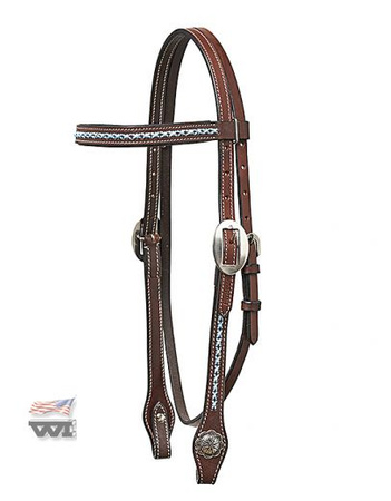 bridle horseman´s tack / z turkusowymi przeszyciami