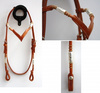 "EE Tack" - Kopfstück - Harness - Round End's - Silver Pipe's / Rawhide - "V" Stirnband