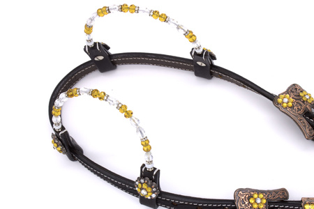 bridle lptrick na dwoje uszu z z koralikowym naczółkiem