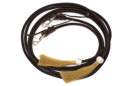 Reins nylonowe LpTrick z frędzlami z końskiego włosia i wymiennymi karabińczykami