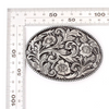 "AE" Belt Buckle - Oval - Flower / Grey-Silver