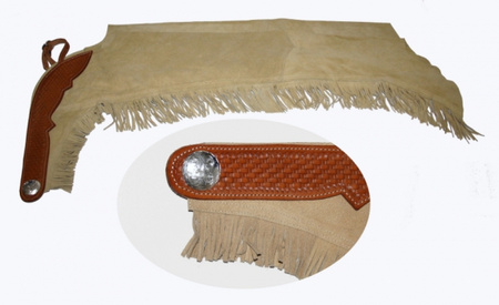 Show Chaps mit BESATZ - punziert & Fransen - Wildleder - S bis XL - SAND