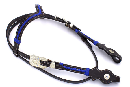 Ogłowie LpTrick / czarne z niebieskim plecieniem