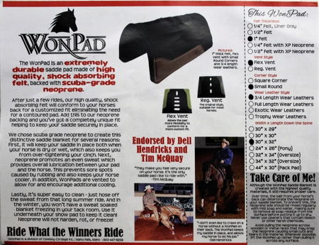 Saddle pad filcowy WON PAD Flex Vents 2,54cm