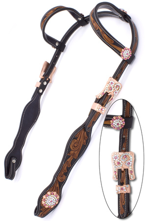 Ogłowie LpTrick z kryształkowymi okuciami