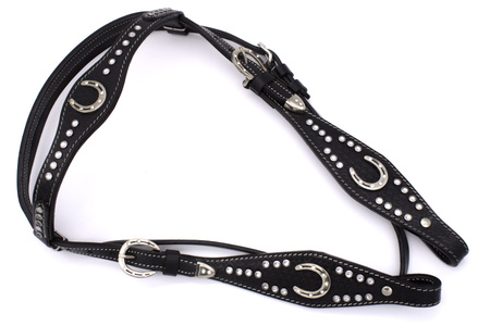 zestaw lptrick bridle + napierśnik / black z motywem podków