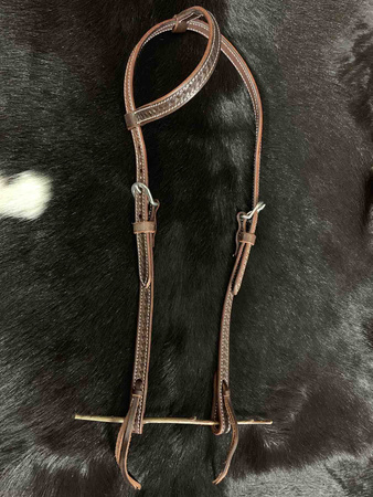 bridle na jedno ucho lptrick o splocie koszykowym i z okuciami ze stali nierdzewnej