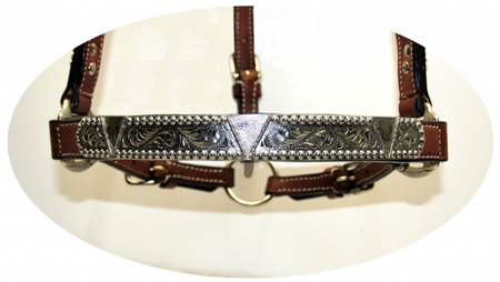 EE Tack Premium Show Halfter - SILBER - mit Führleine - MITTELBRAUN - COB Size