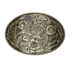 "AE" Belt Buckle - Oval - Flower / Gold