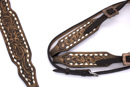 Zestaw LpTrick ogłowie + napierśnik z motywem kwiatowym