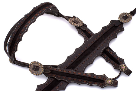 zestaw lptrick uzda + napierśnik / ciemnohnědý z futrem