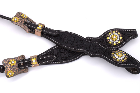 Ogłowie LpTrick na dwoje uszu z z koralikowym naczółkiem