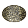 "AE" Belt Buckle - Oval - Flower / Gold