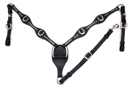 zestaw lptrick bridle + napierśnik / black z motywem podków