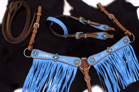 zestaw lptrick bridle na jedno ucho + napierśnik w rozmiarze minishetty / shetty / jasnoblue