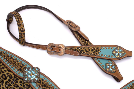 zestaw lptrick uzda + napierśnik pokazowy / turkusowy