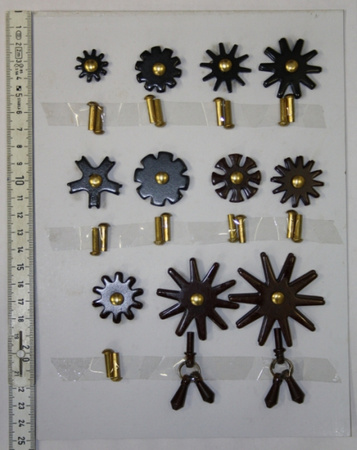 Black and Brown Steel Sporenräder Set - 11 Stück - mit Achsen & Jingle Bobs