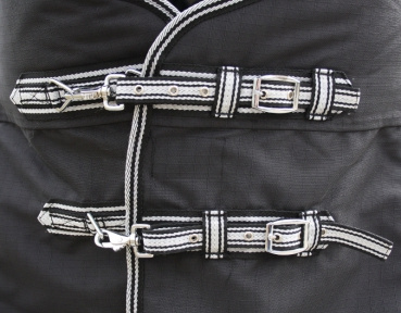 "TOUGH HORSE" - Regendecke - Half Neck - MIT Unterdecke (100gr.) -1680D - SCHWARZ - 74" (125cm) bis 80" (155cm)