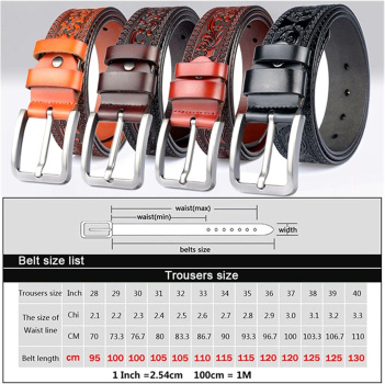 Gürtel - mit Schnalle - Flower Tooling - CAMEL BROWN - versch. Längen - 100cm bis 115cm