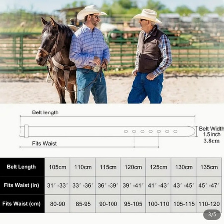 Gürtel - mit Schnalle - Flower Tooling - DARK BROWN - versch. Längen - 105cm bis 125cm