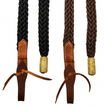 Poly Reins - FLAT BRAIDED - Lederenden - Braun oder Schwarz