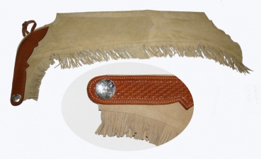 Show Chaps mit BESATZ - punziert & Fransen - Wildleder - S bis XL - SAND