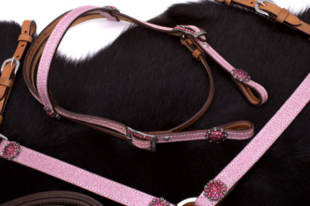 brokatowy zestaw lptrick uzda + napierśnik dla kucyka