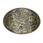 "AE" Belt Buckle - Oval - Flower / Gold