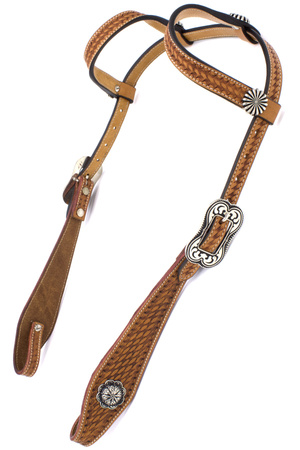 bridle lptrick ze srebrnymi okuciami / wzór tkany