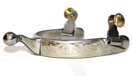 "KS" SS Engraved Ball Short End Spurs (35054)