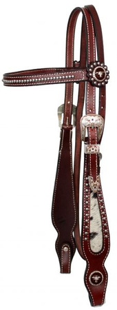 bridle westernowe lptrick z wkładką z prawdziwego włosia, nitami i srebrnymi, miedzianymi klamrami