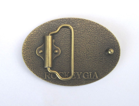 "AE" Belt Buckle - Oval - Flower / Gold